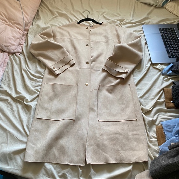 Zara Faux Suede Jacket Trench - Picture 5 of 10